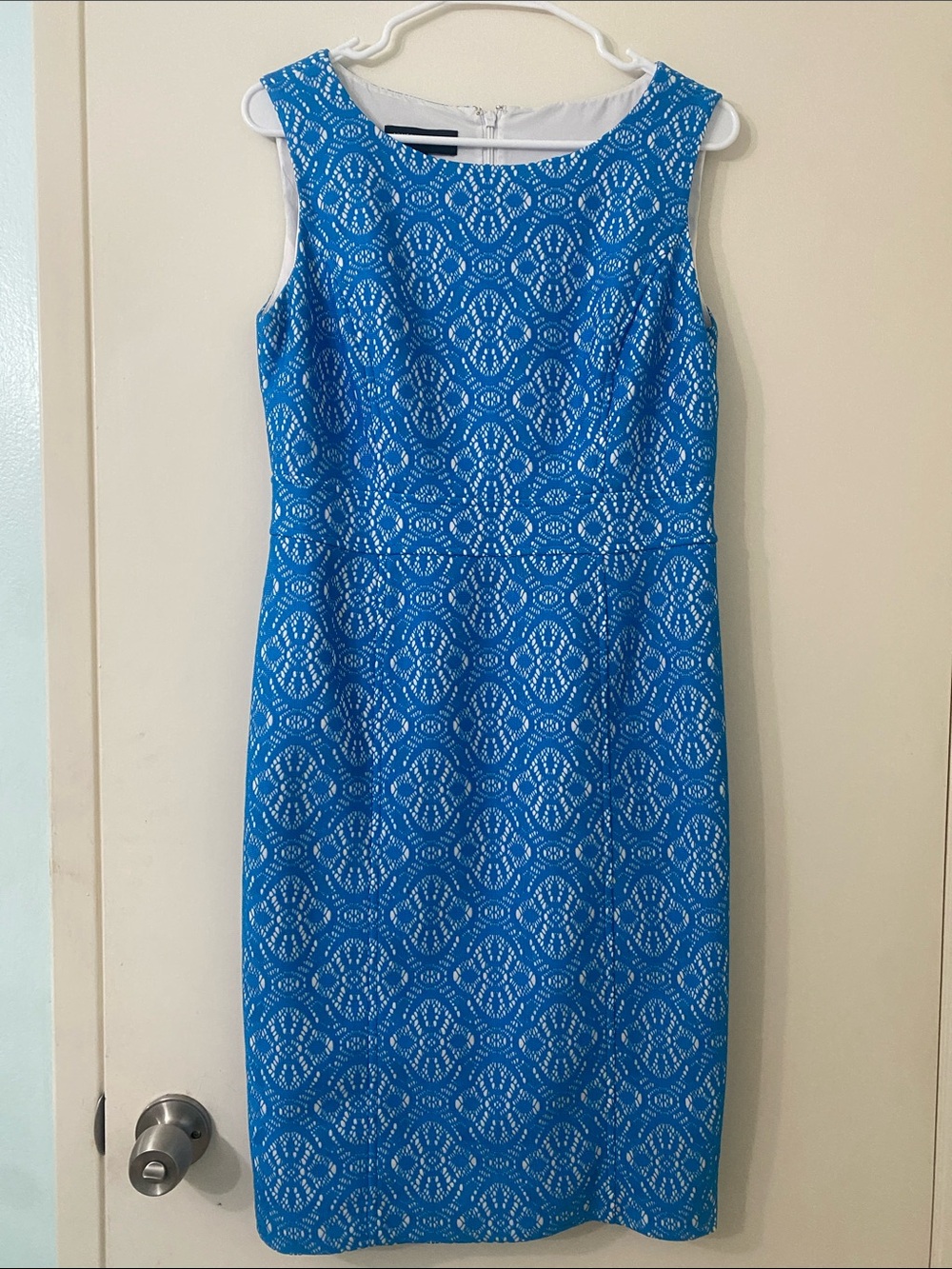 Jones New York Blue Lace-Pattern Sheath Dress